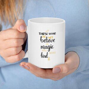 White Ceramic Mug with Inspirational Gold & Black Script